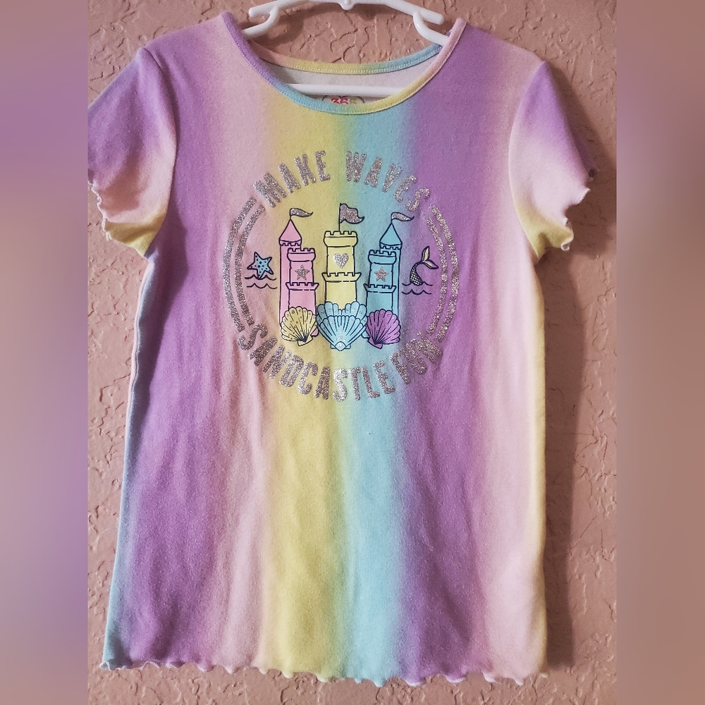 Garanimals 365 girls size 8 Tie Dye Tee Make Waves Sandcastle Fun Multi colored